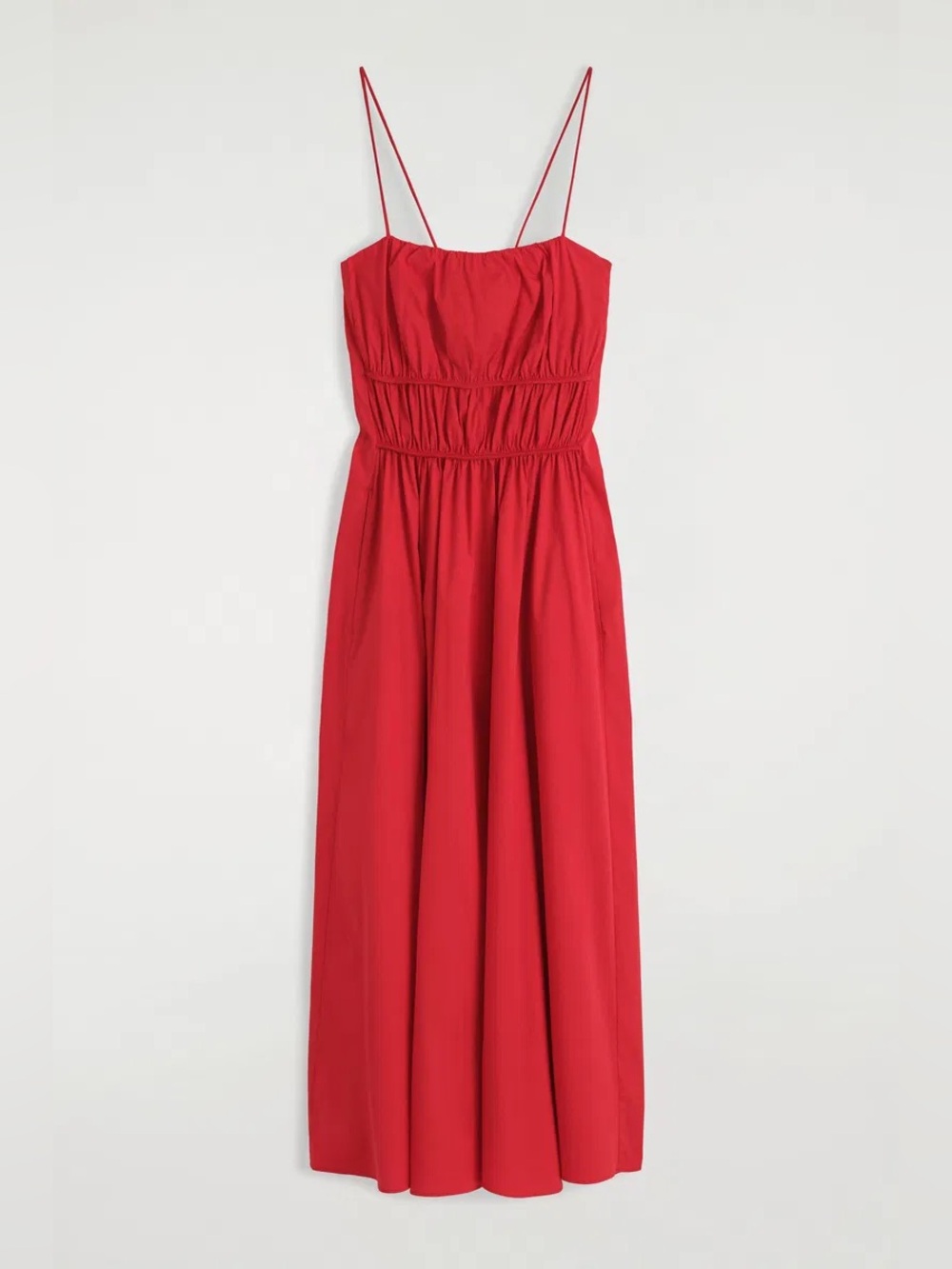 COS Gathered Cotton Midi Dress Size 4 NWT Chic Coastal Minimalist Feminine 90s